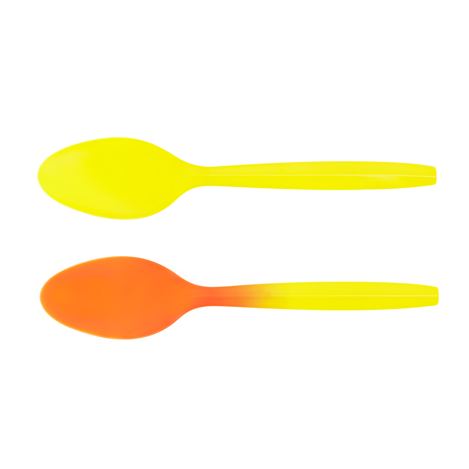 [1,000 ct] PP Plastic Medium Weight Color Changing Tea Spoons, Yellow to Orange