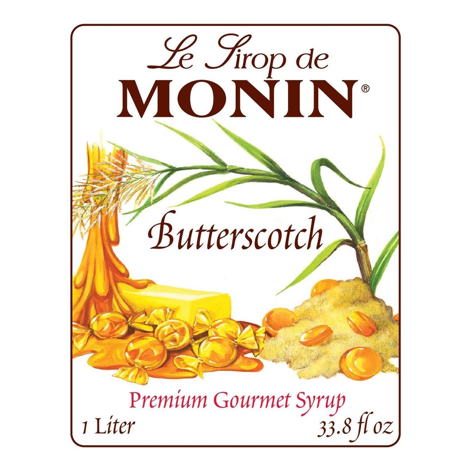 Monin Butterscotch Syrup brand label