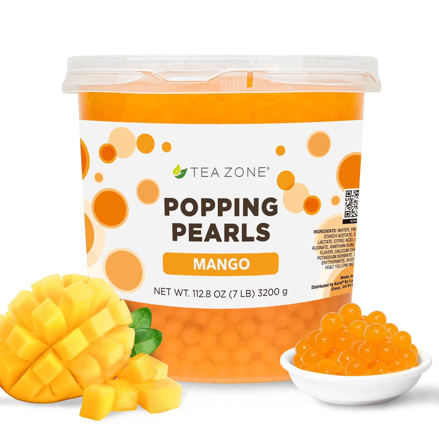 Tea Zone Mango Popping Pearls - Jar (7 lbs)