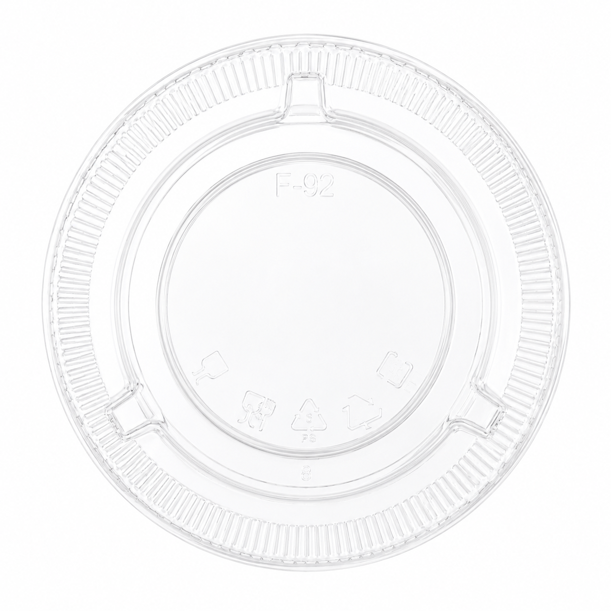 [1,000 ct] Plastic Cup Lids | No Hole | PET | 92 mm | Clear