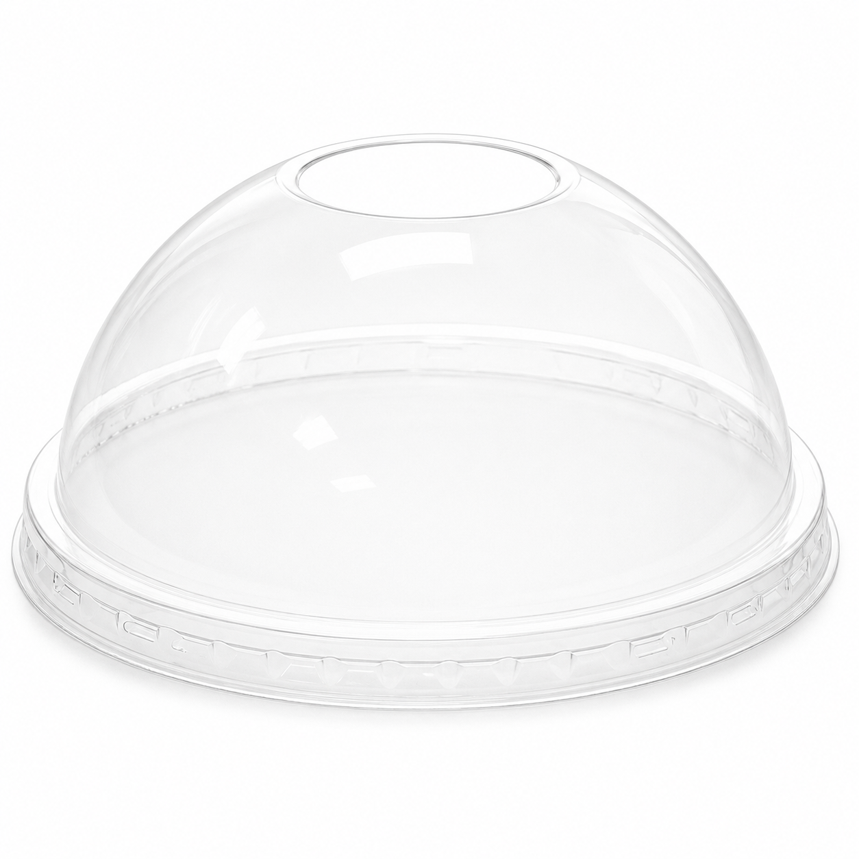 [1,000 pcs] Plastic Dome Cup Lids | No Hole | PET | 92 mm | Clear