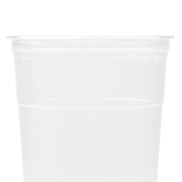 Clear Karat 32oz PET Plastic Cold Cup top edge close up