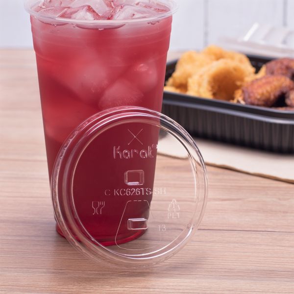 Karat 98mm Strawless Sipper lid for 12-24oz PET Plastic cup