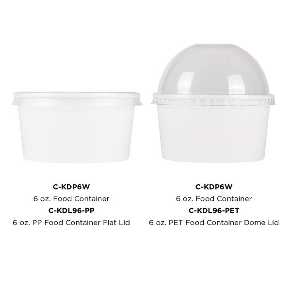 White Karat 6oz Food Containers with flat and dome lid