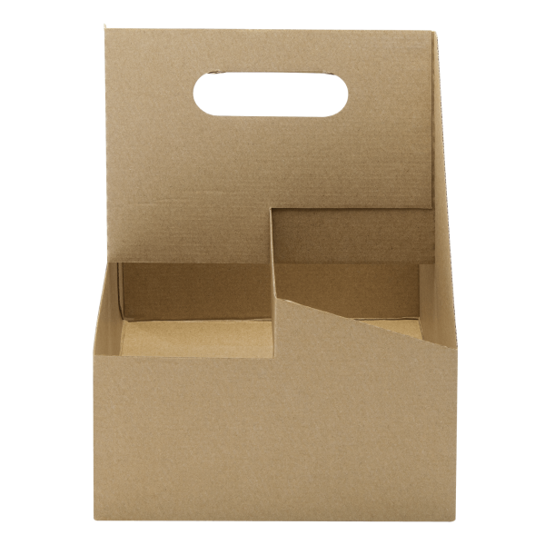 Kraft Paperboard Carrier with Handle, for 4 cups (12 - 32oz) -  200 pcs