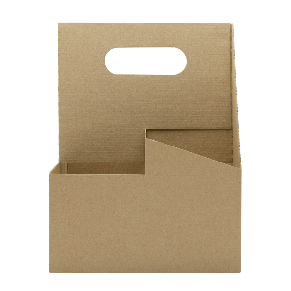 Kraft Paperboard Carrier with Handle, for 4 cups (12 - 32oz) -  200 pcs