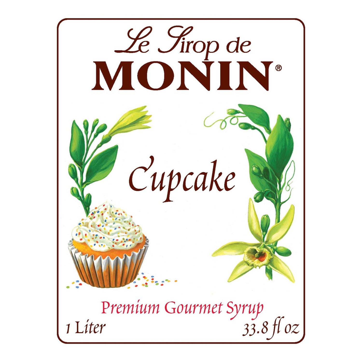 Monin Cupcake Syrup brand label