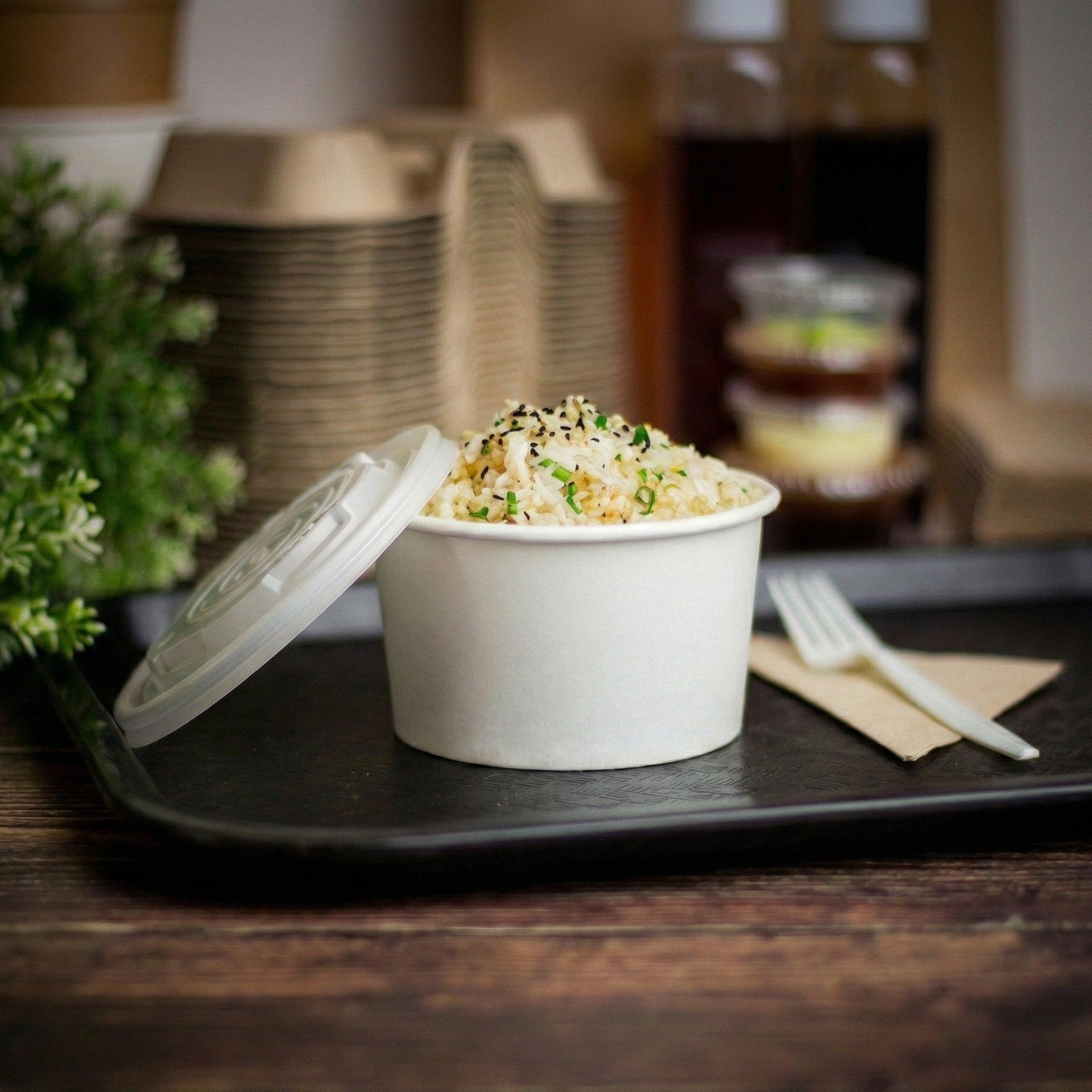 Karat Earth 12oz Eco-Friendly Paper Food Containers (114.6mm), White - 500 pcs