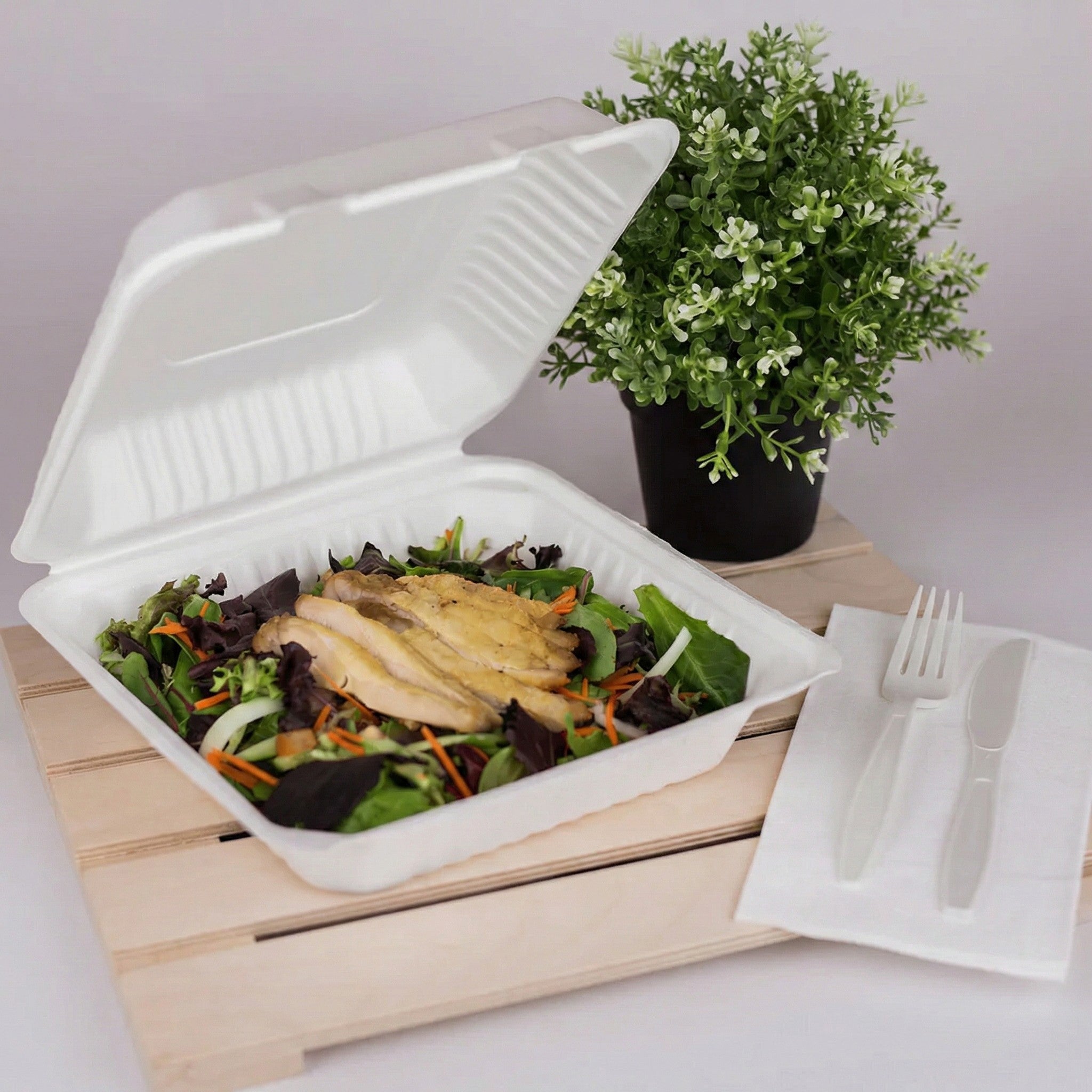 銀杯。220g Karat Earth 9''x9'' Molded Fiber Hinged Containers, PFAS Free