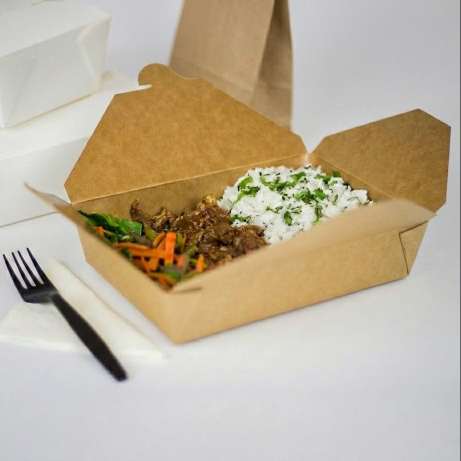 [200 ct] Paper Take-Out Boxes | #2 | 54 oz | Kraft