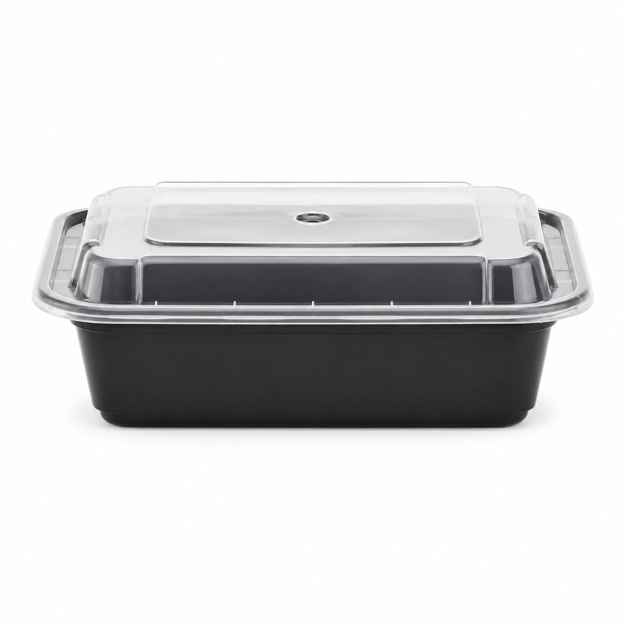[150 sets] 24 oz PP Plastic Microwavable Rectangular Food Containers & Lids, Black
