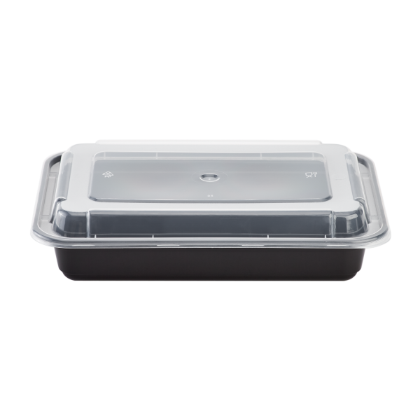 Container With Ribs Black Plastic Food Containers Karat Half Slab Black PP Plastic Rib ...