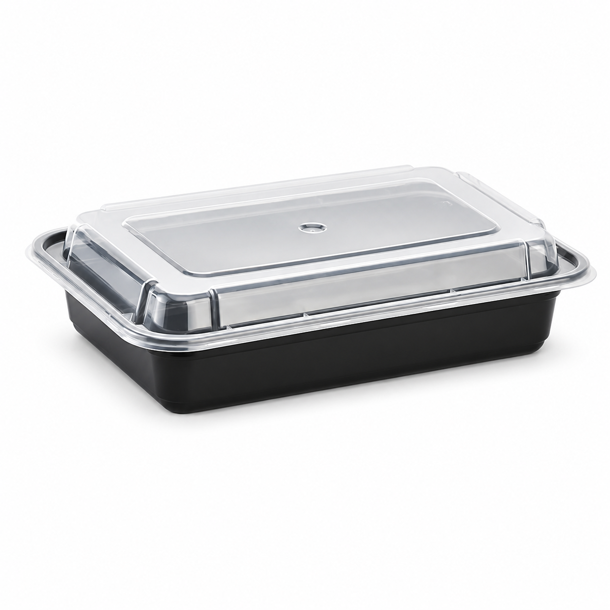 [150 sets] 28 oz PP Plastic Microwavable Rectangular Food Containers & Lids, Black