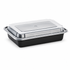 [150 sets] 28 oz PP Plastic Microwavable Rectangular Food Containers & Lids, Black