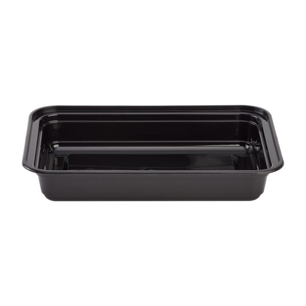 Black and Clear Karat 28 oz PP Plastic Microwavable Rectangular Food Containers & Lids