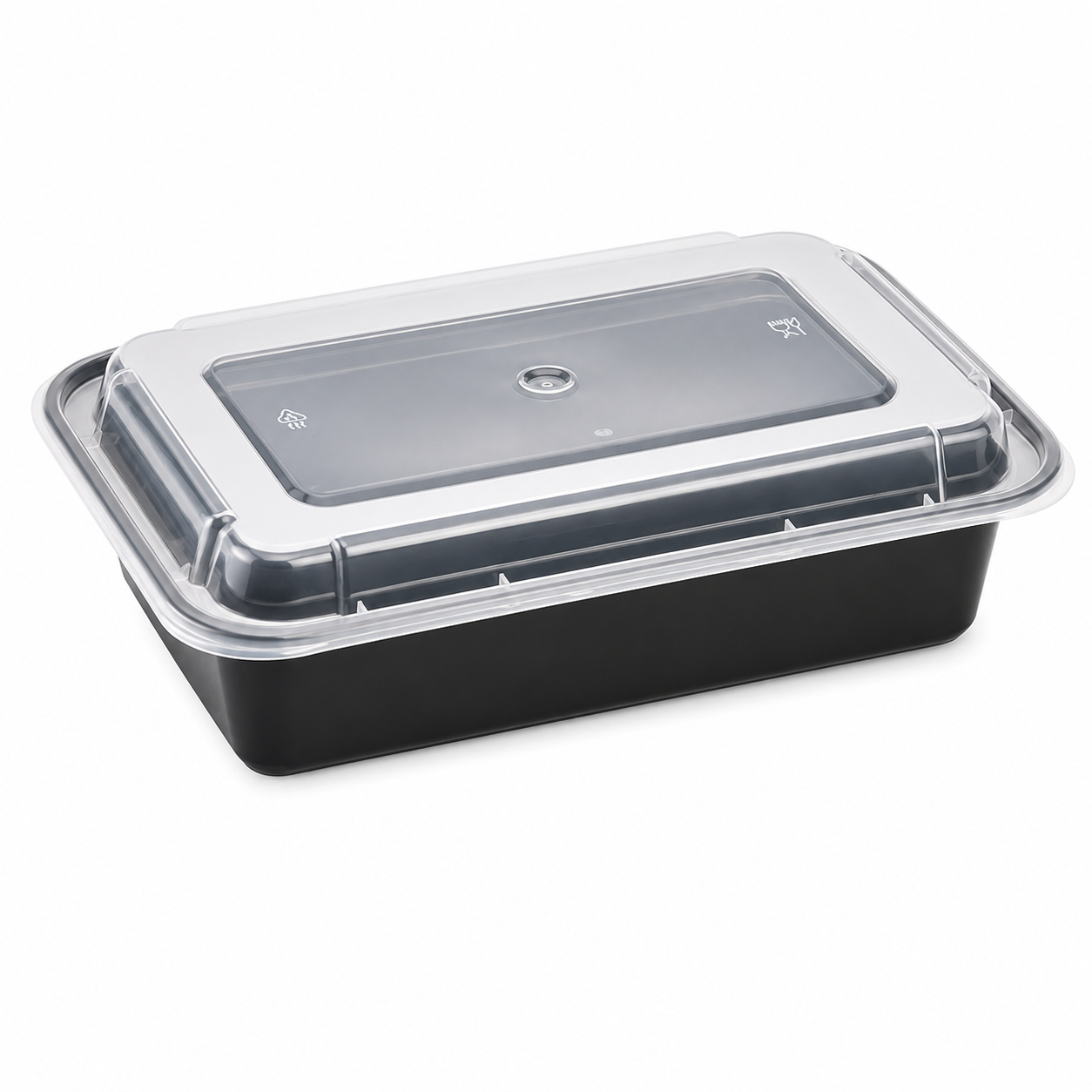 [150 sets] 38 oz PP Plastic Microwavable Rectangular Food Containers & Lids, Black