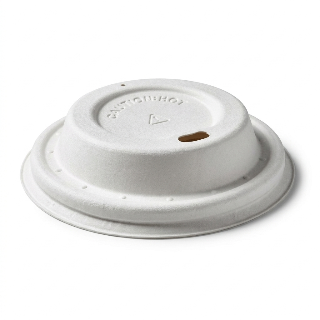 Karat Earth 80mm Bagasse Sipper Dome Lid for 8oz Hot Cup, White - 500 pcs