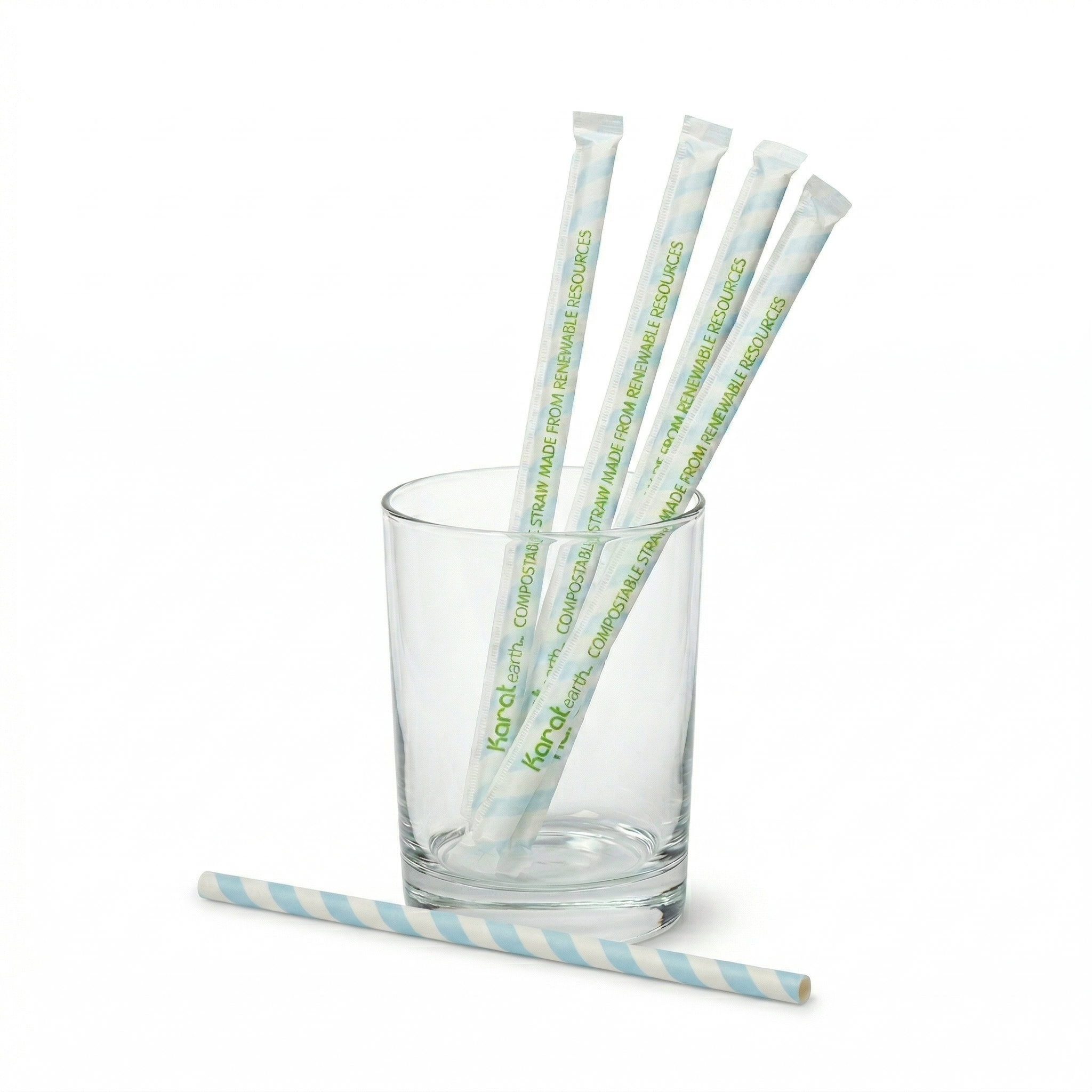Karat Earth 10.25" Giant Paper Spiral Straw (7mm) Paper Wrapped, Blue & White - 1,200 pcs