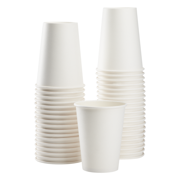 12oz Compostable Paper Hot Cups (White) - 1,000 pcs