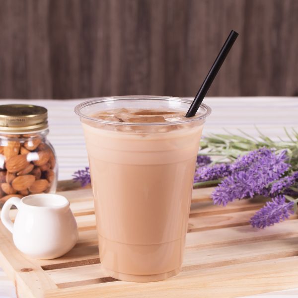 Tea Zone Lavender Milk Tea Powder mixed into iced drink