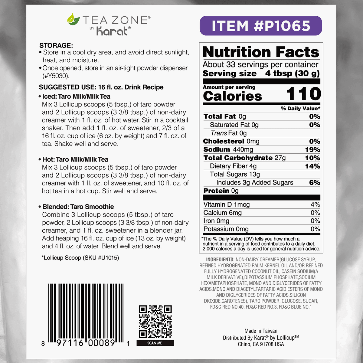 Tea Zone Taro Powder Bag (2.2 lbs) LollicupStore