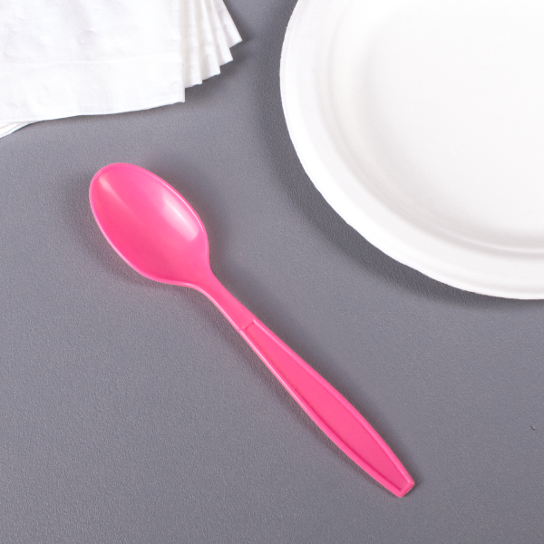 PP Plastic Extra Heavy Weight Tea Spoons, Pink - 1,000 pcs