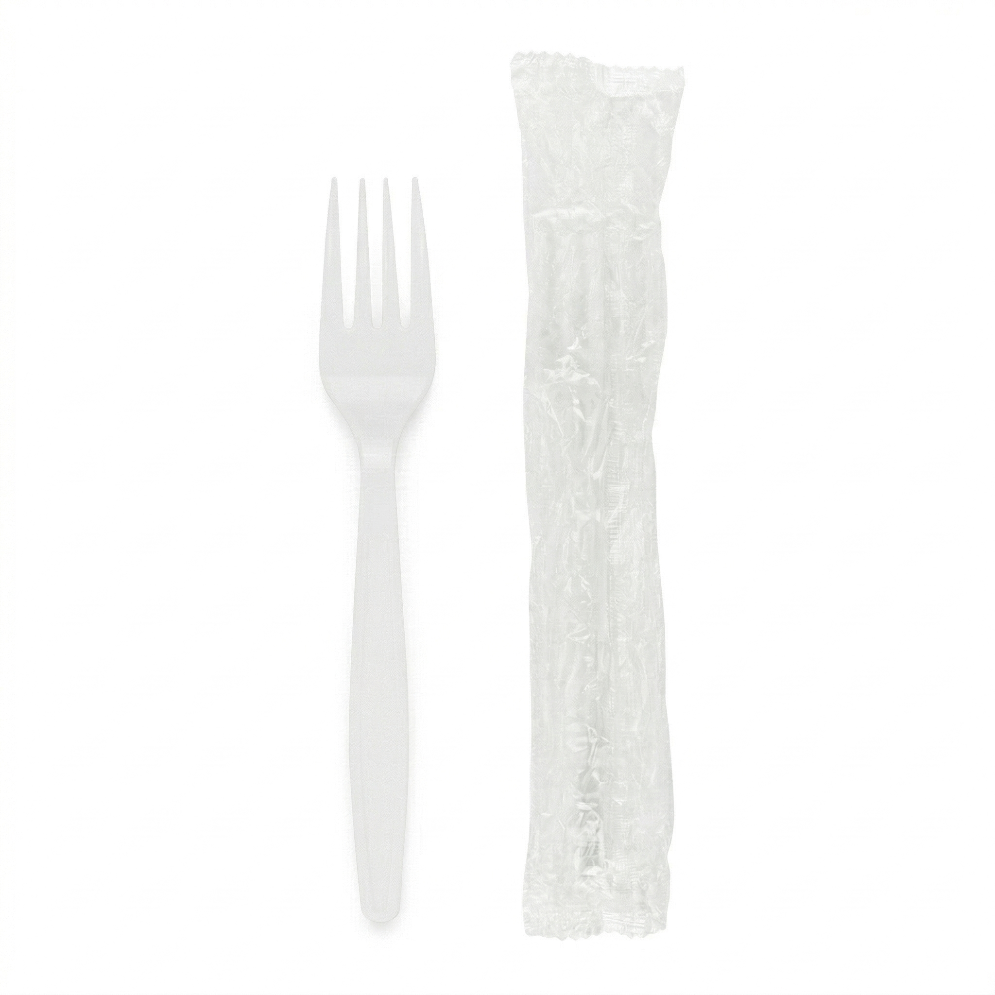 [1,000 ct] PS Plastic Heavy Weight Forks Wrapped, White