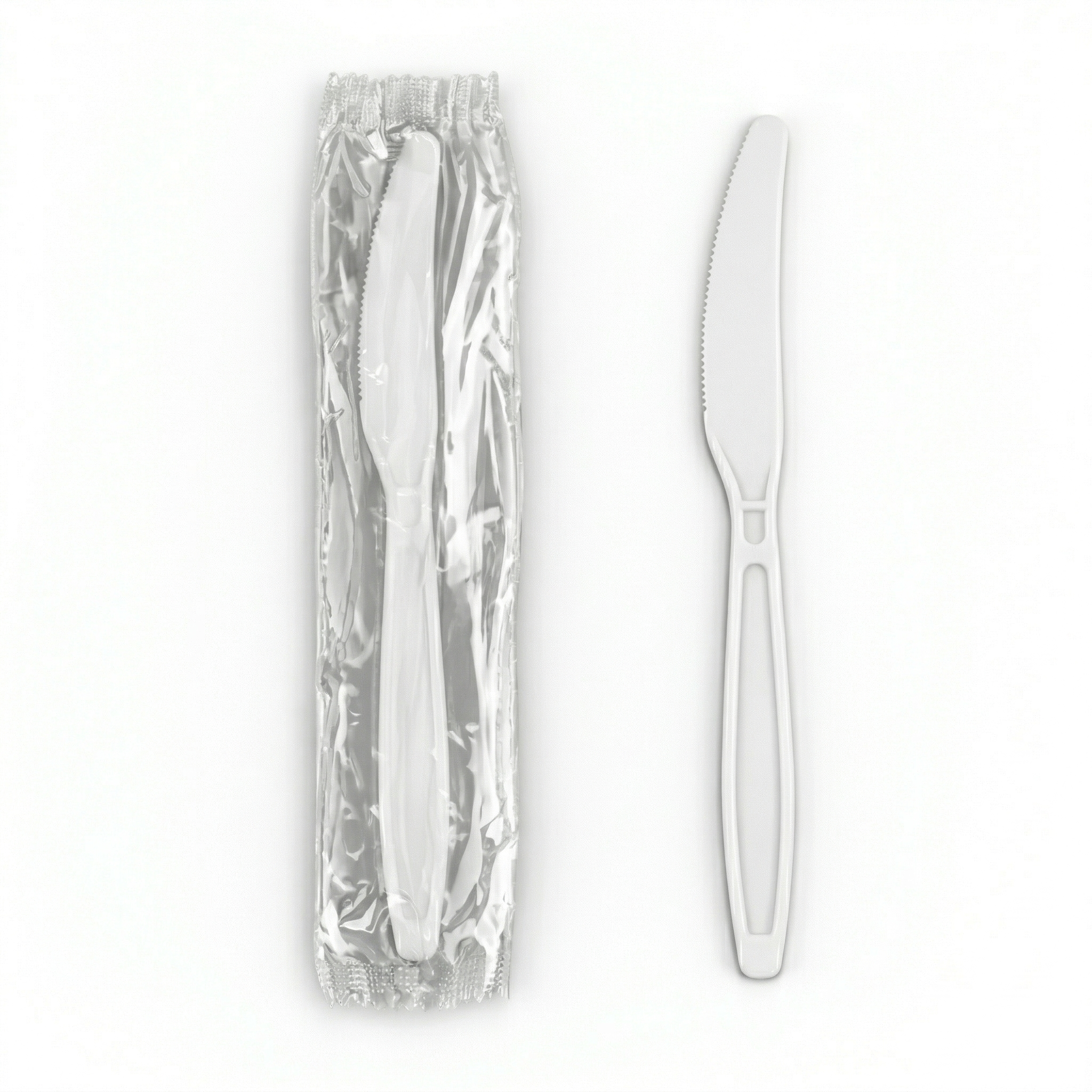 [1,000 ct] PP Plastic Heavy Weight Knives Wrapped, White