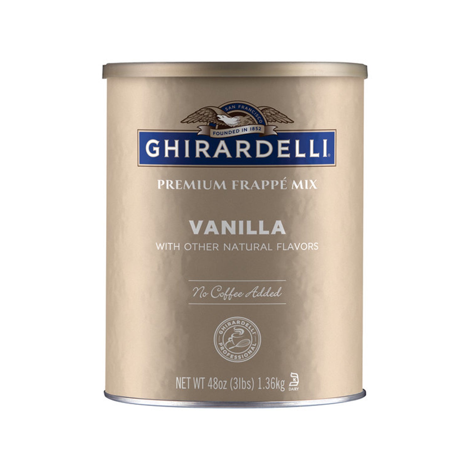 Ghirardelli Vanilla Frappe Mix in Gold 3 lb Can