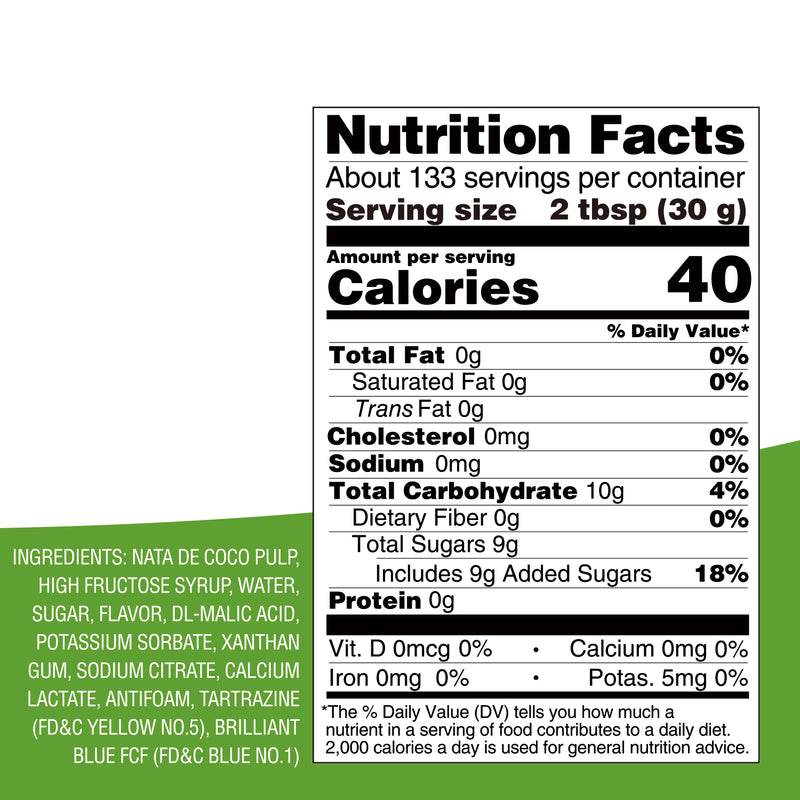 Tea Zone Green Apple Coconut Jelly nutrition facts and ingredients label