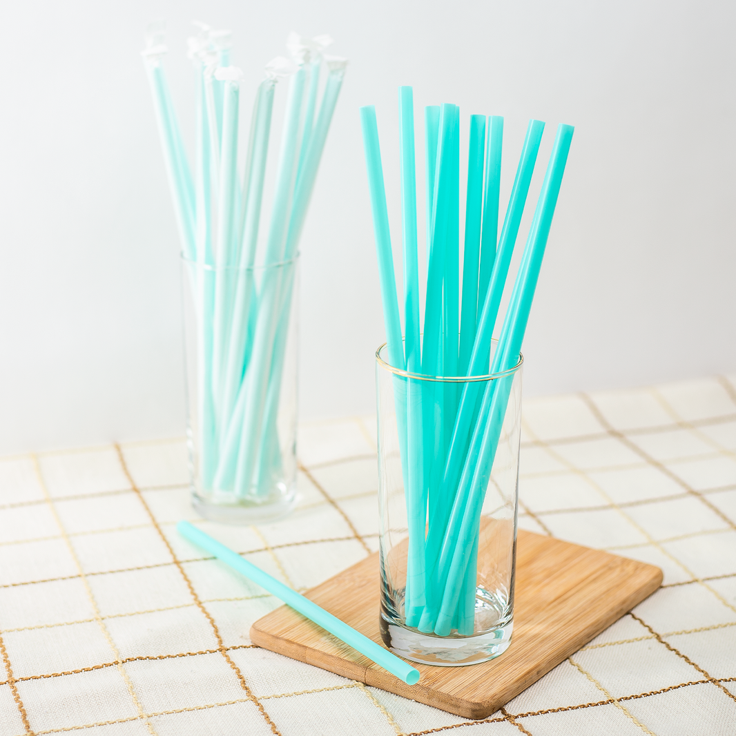 [1,200 ct] Giant Straws | Individually Wrapped | Aqua (0.31