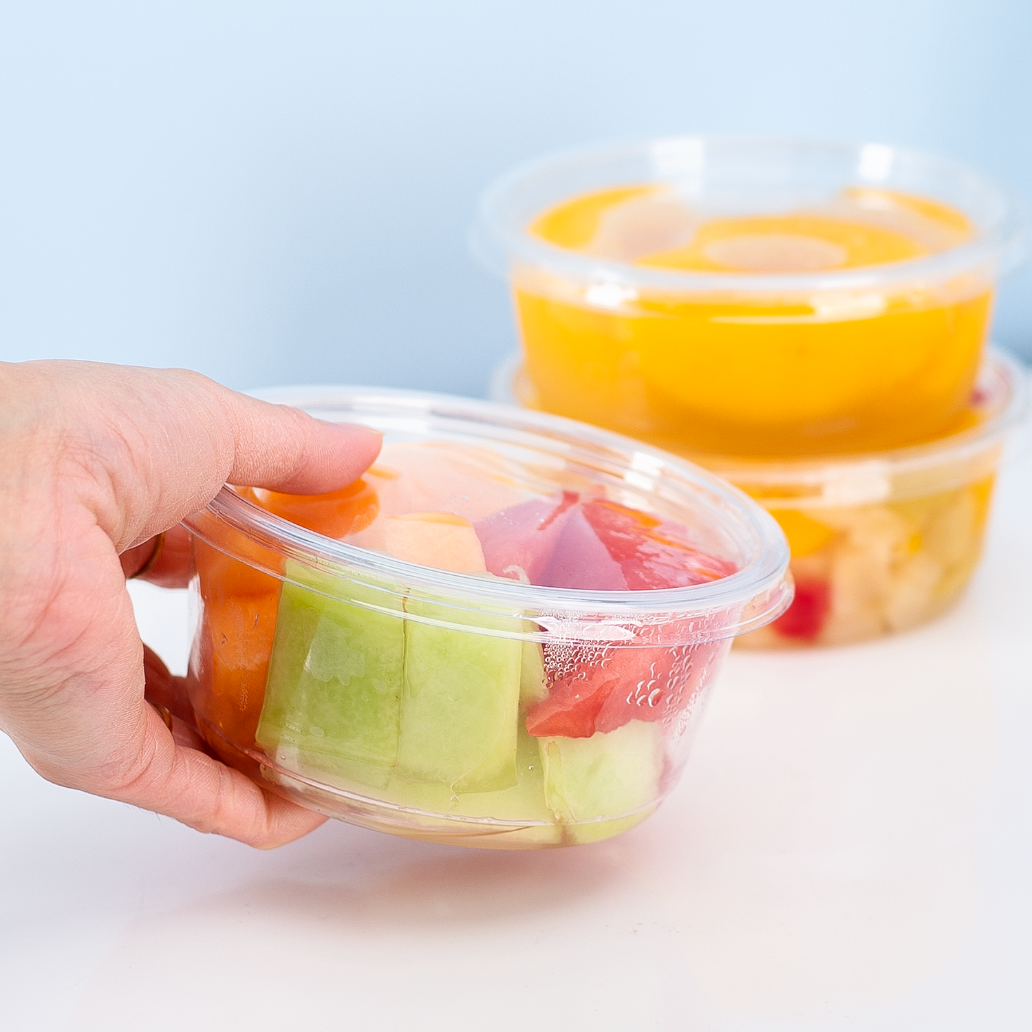 Clear Karat 12oz PET Round Deli Container with fruit