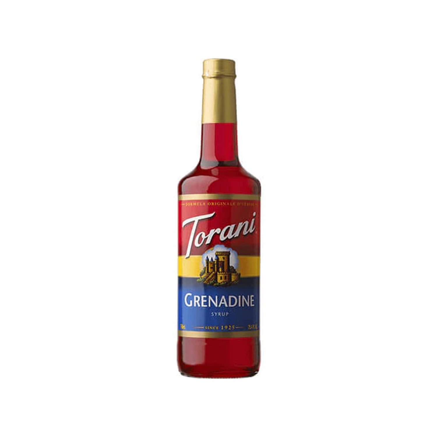 Torani Grenadine Syrup in clear 750mL bottle