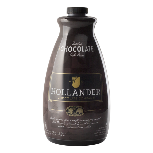 Hollander Sweet Ground Dutched Chocolate Sauce in brown 64 fl oz bottle