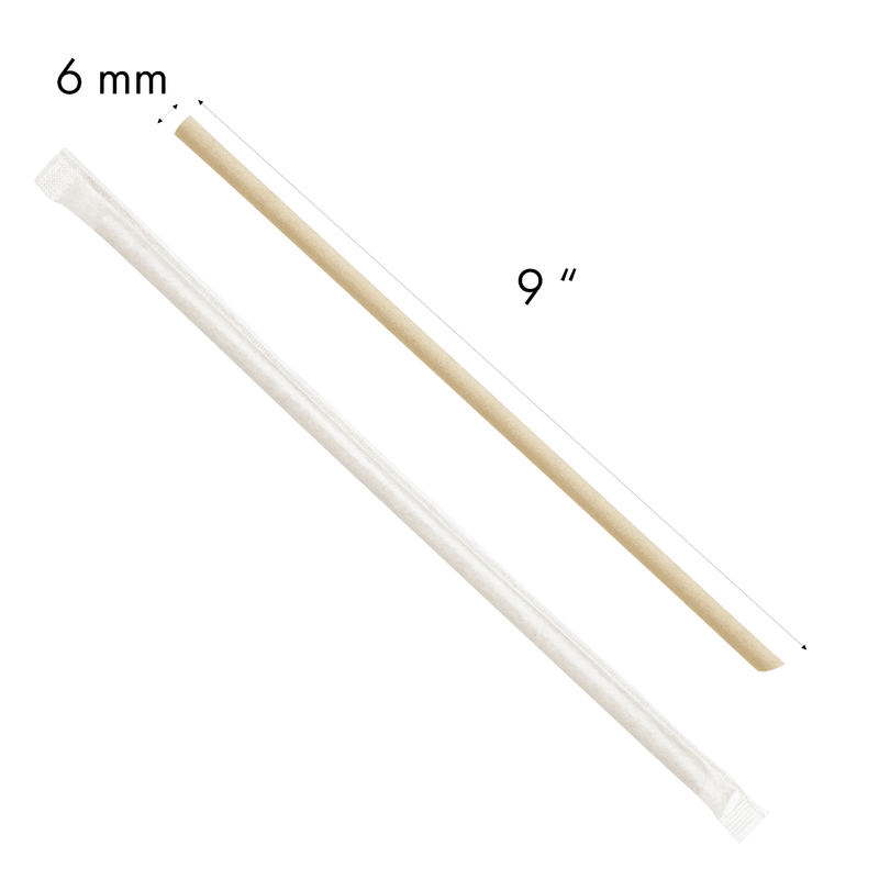 Karat Earth Diagonal Cut Bamboo Fiber Jumbo 9" Straw measurements