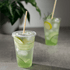 Karat Earth Flat Cut Bamboo Fiber Jumbo 9” Straw in Green drink