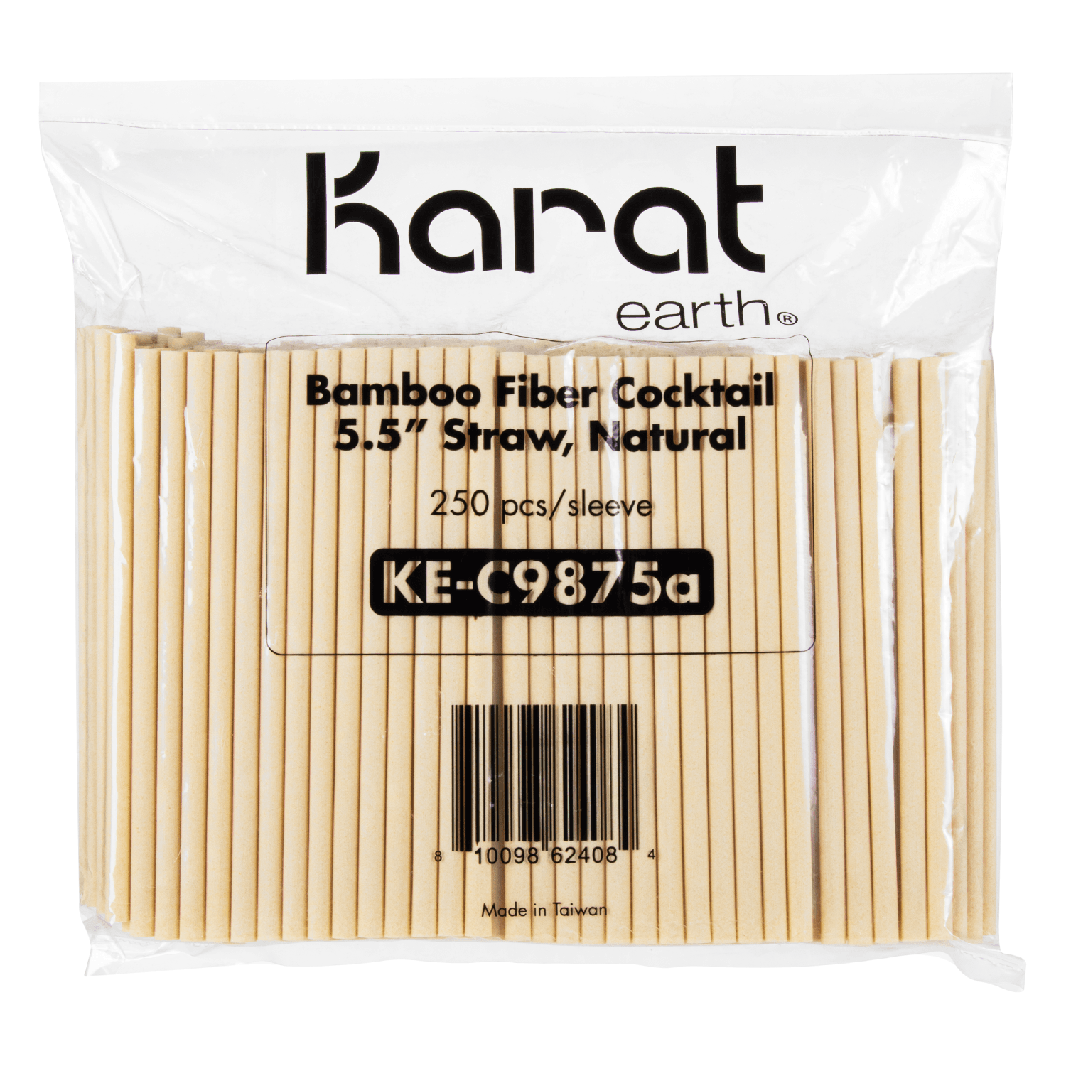 Karat Earth Bamboo Fiber Cocktail 5.5'' Straw in package