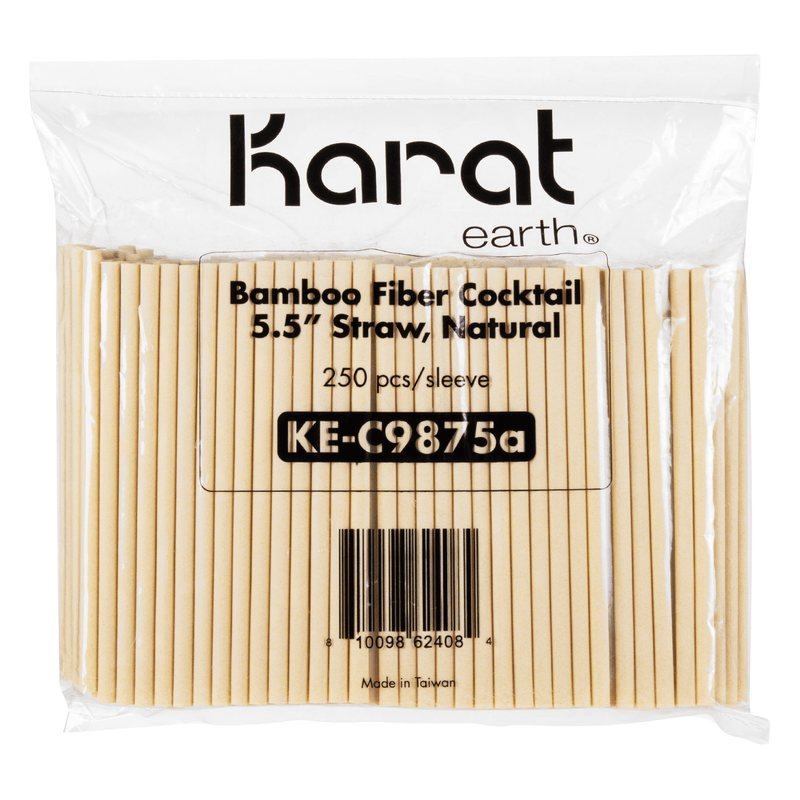 Karat Earth 9 Diagonal Cut Bamboo Fiber Colossal Straws (12mm) Paper