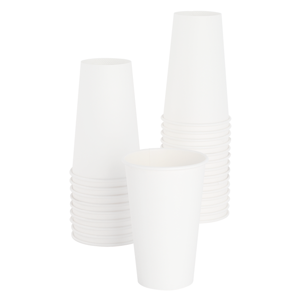 Disposable Paper Coffee Cups with Lids - 16 oz with White Sipper Dome Lids  (90mm)