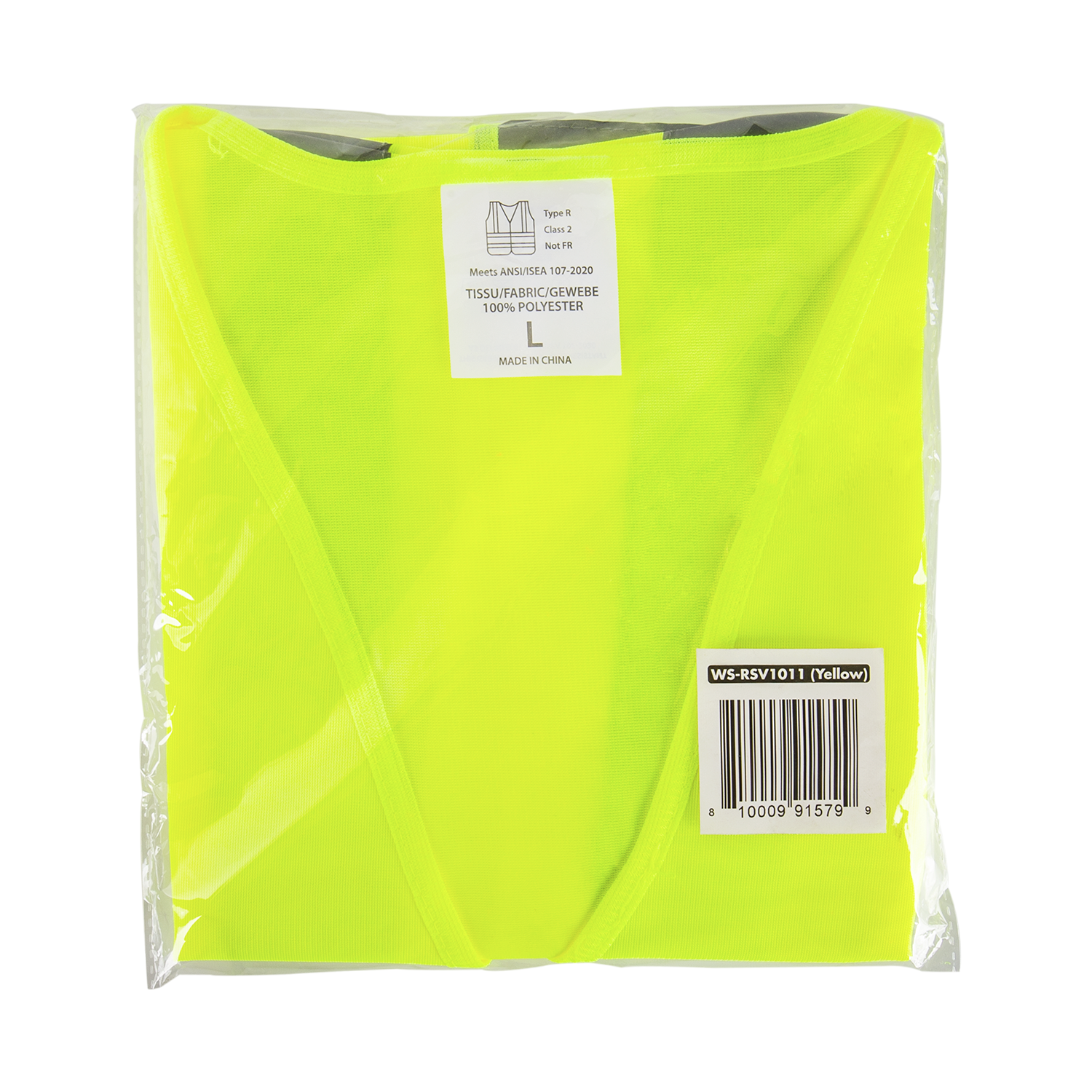 Karat High Visibility Reflective Safety Vest with Velcro Fastening (Yellow), Large - 1 pc