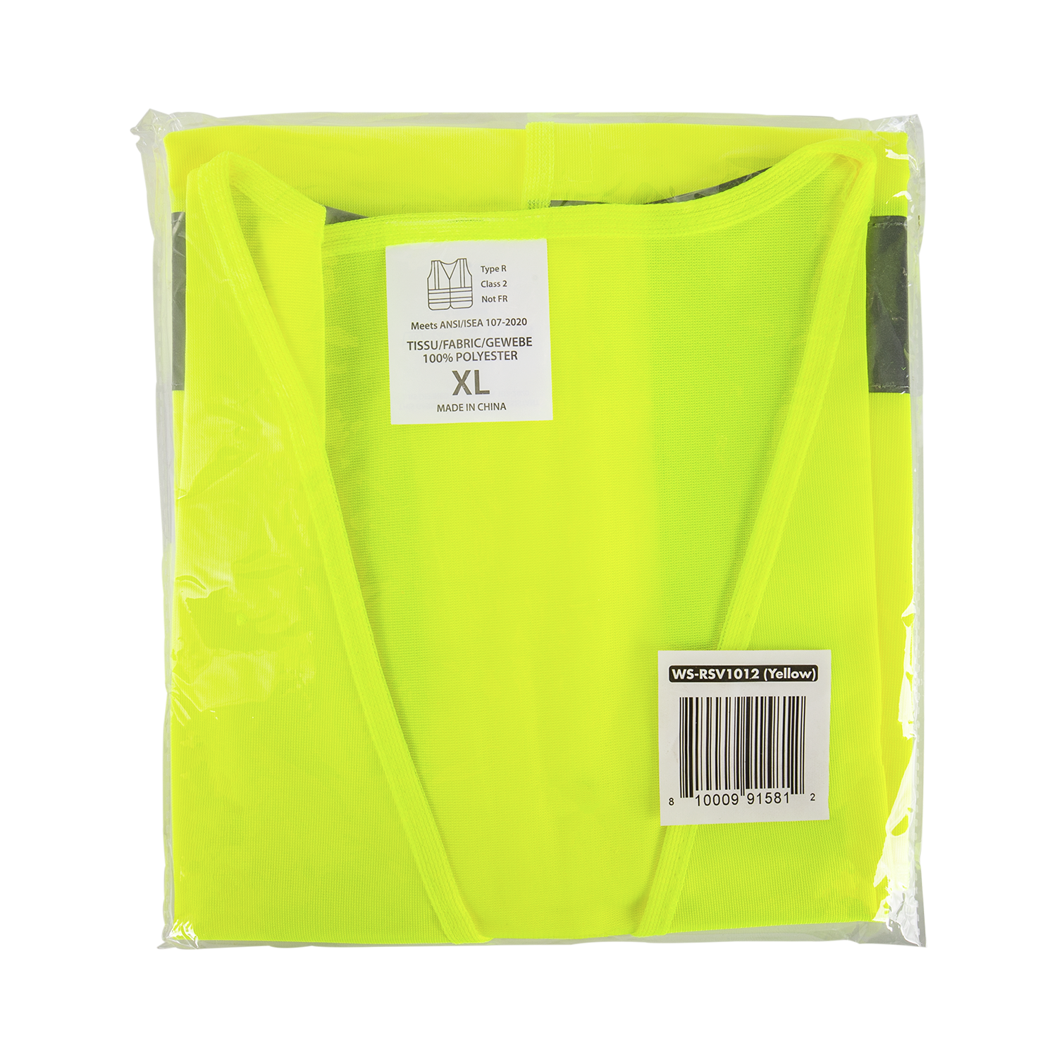 Karat High Visibility Reflective Safety Vest with Velcro Fastening (Yellow), X-Large - 1 pc