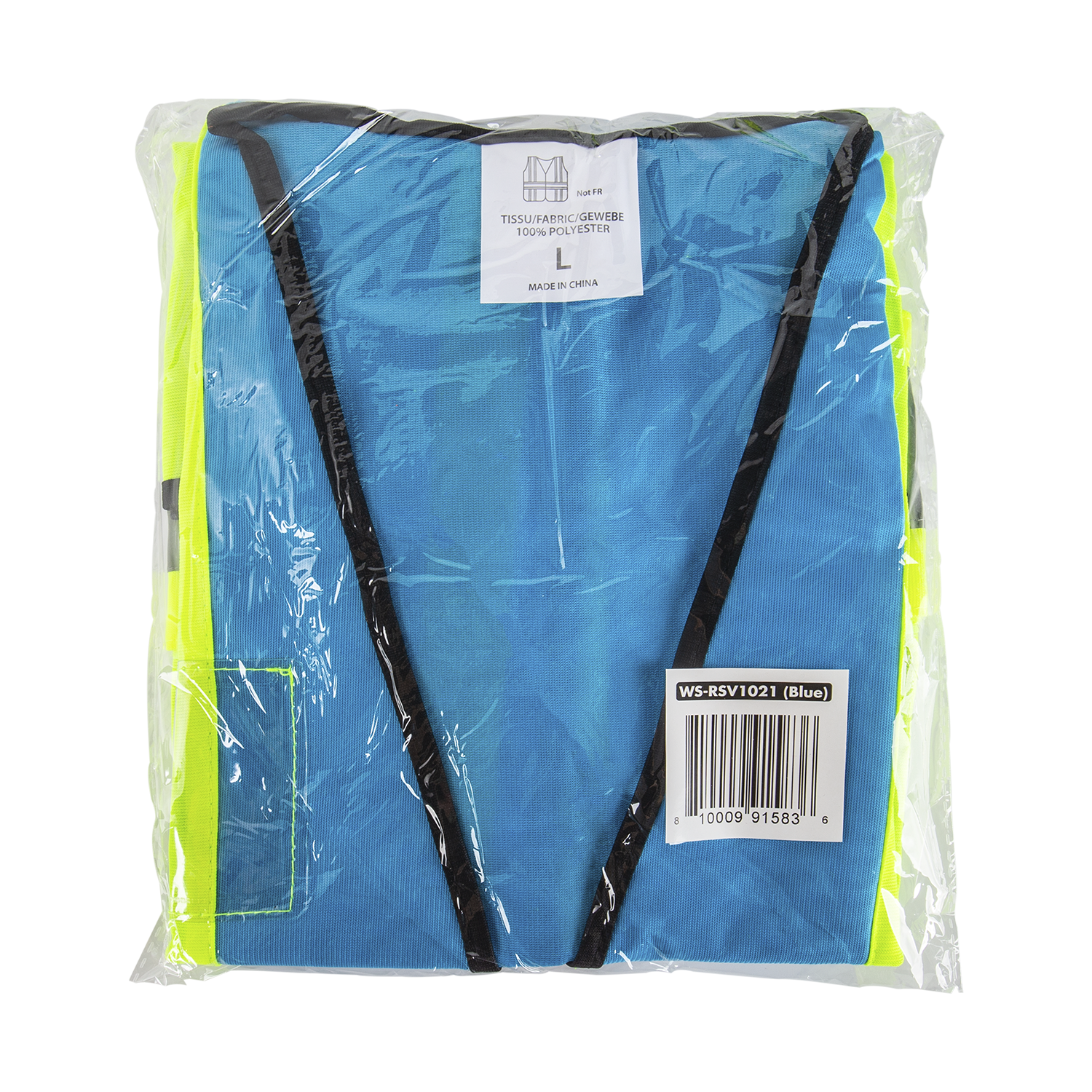 Karat High Visibility Reflective Safety Vest with Zipper Fastening (Blue), Large - 1 pc