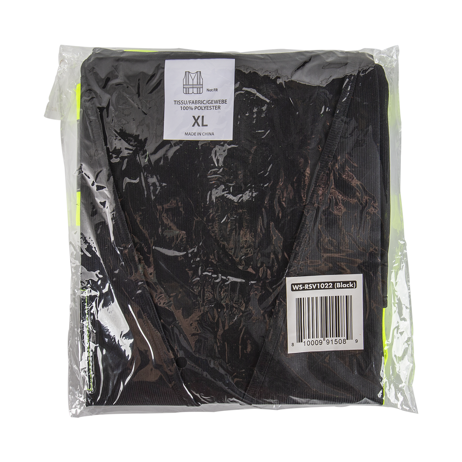 Karat High Visibility Reflective Safety Vest with Zipper Fastening (Black), X-Large - 1 pc