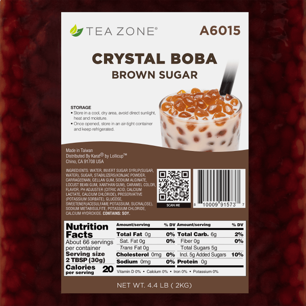 Tea Zone Crystal Boba, Brown Sugar - Case of 6 bags