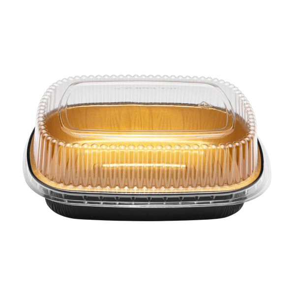 Handi-Foil Square Aluminum Foil Cake Pan w/Clear Dome Lid - Disposable Pans  (Pack of 50 Sets)