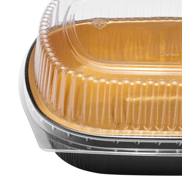 Handi-Foil Square Aluminum Foil Cake Pan w/Clear Dome Lid - Disposable Pans  (Pack of 50 Sets)