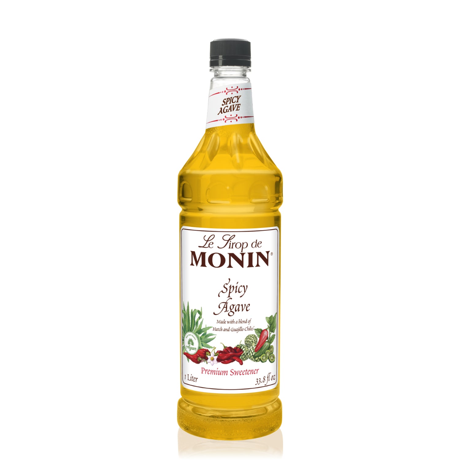 Monin Spicy Agave Sweetener in clear 1 L Bottle