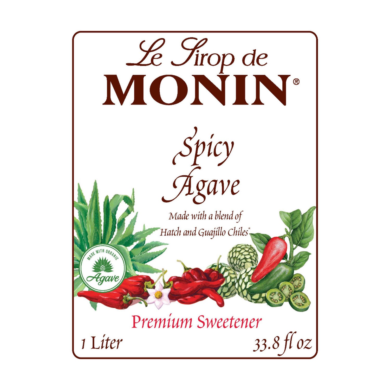 Monin Spicy Agave Sweetener brand label