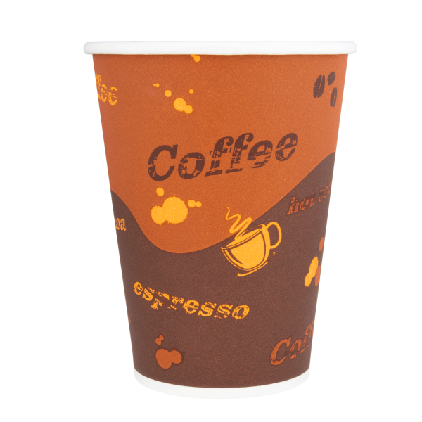 Karat 12oz Paper Hot Cups (90mm), Coffee Print - 1,000 pcs