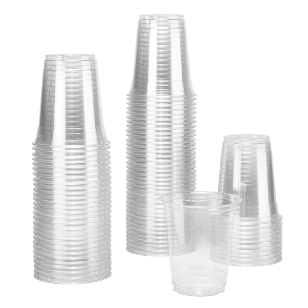 Karat 12oz PET Plastic Cold Cups stacked